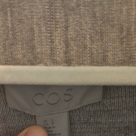 COS Merino Wool Buttoned Collar Cardigan Grey Small - Picture 5 of 6